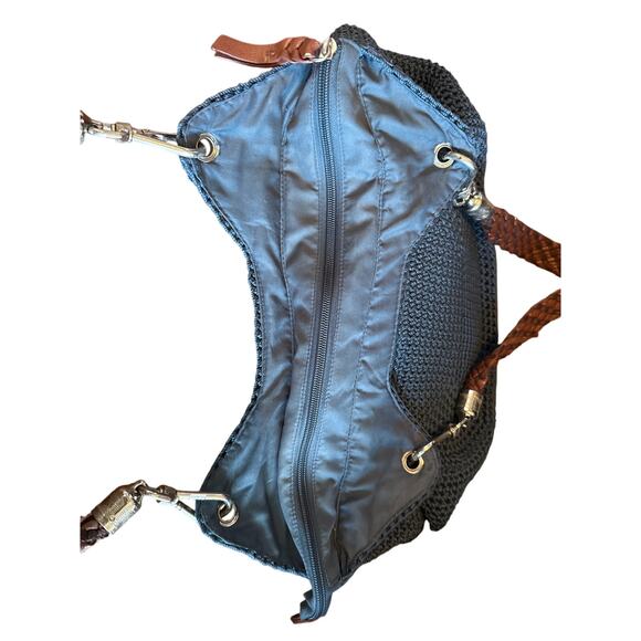 The Sak Indio Crochet Tote Hobo Bag Navy Preppy Boho - Picture 12 of 14